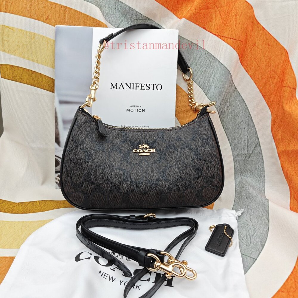 coach Teri Shoulder Bag In Signature Canvas black